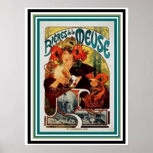 Alphonse Mucha Bieres de la Meuse  12 x 16 Poster