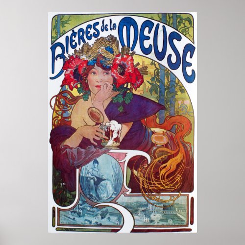 Alphonse Mucha Bieres De La Meuse c1897 Poster