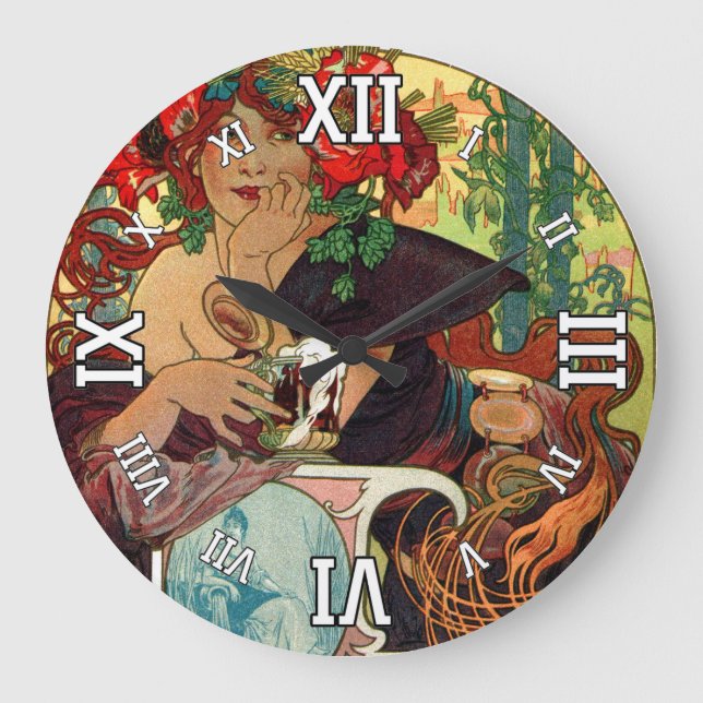 Alphonse Mucha Bieres De La Meuse Large Clock (Front)