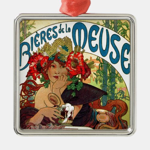 Alphonse Mucha Bieres De La Meuse Metal Ornament