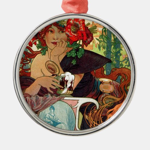 Alphonse Mucha Bieres De La Meuse Metal Ornament