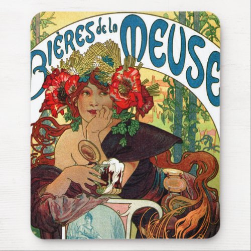 Alphonse Mucha Bieres De La Meuse Mouse Pad