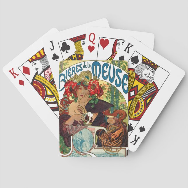 Alphonse Mucha Bieres De La Meuse Poker Cards (Back)