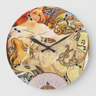 Alphonse Mucha Biscuits Lefevre-Utile Large Clock