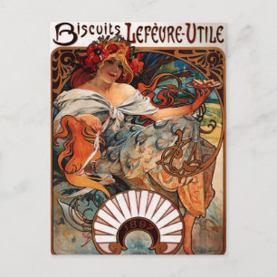 Alphonse Mucha Biscuits Lefevre Utile Postcard