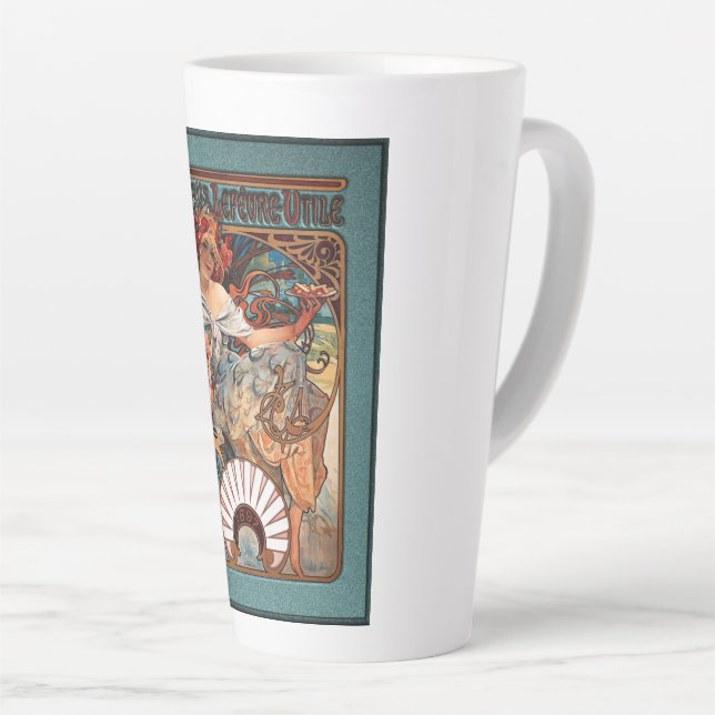 Alphonse Mucha Biscuits Lefevre-Utile Speckled Frm Latte Mug (Right Angle)