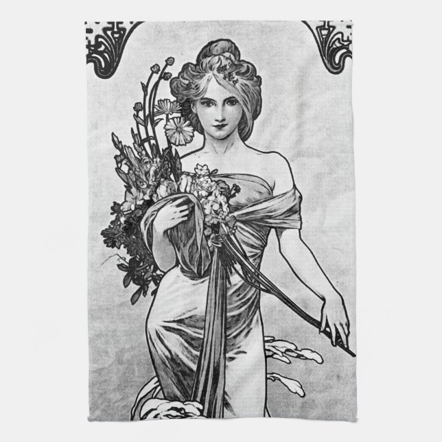 Alphonse Mucha Broken Blossoms Towel (Vertical)