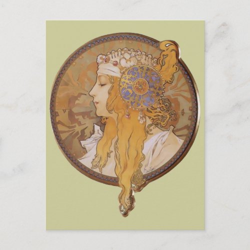 Alphonse Mucha  Byzantine Head The Blonde Postcard