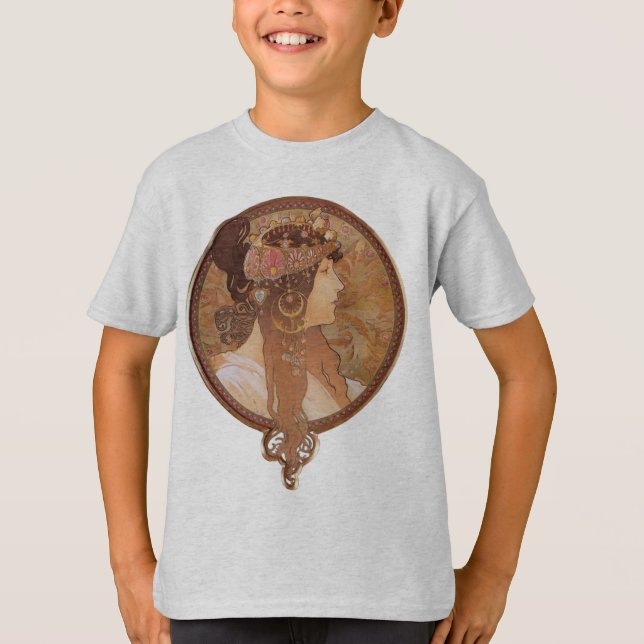 Alphonse Mucha Byzantine Head, The Brunette T-Shirt (Front)