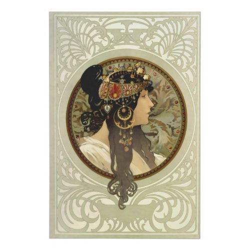 Alphonse Mucha _ Byzantine Heads Brunette Faux Canvas Print