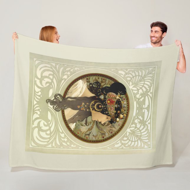 Alphonse Mucha - Byzantine Heads Brunette Fleece Blanket (In Situ)