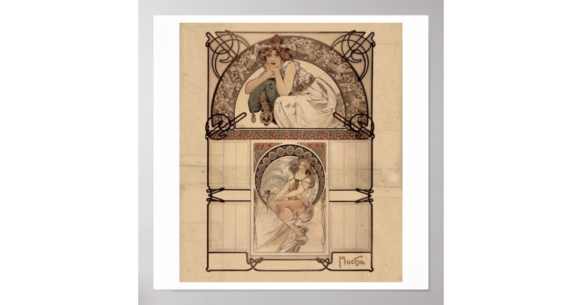 Alphonse Mucha - Calendar of cherry blossom RARE Poster | Zazzle