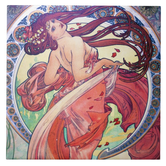 Alphonse Mucha Ceramic Tile (Front)