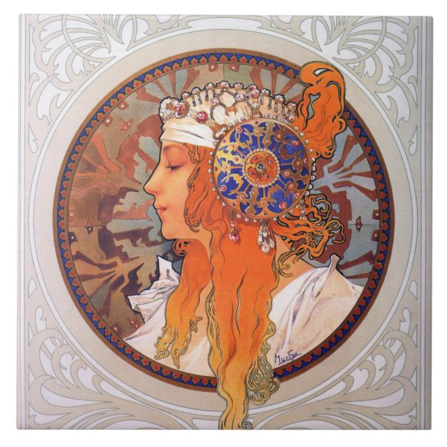 Alphonse Mucha Ceramic Tile (Front)