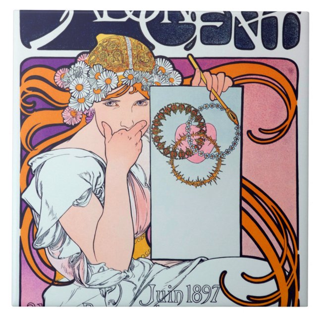 Alphonse Mucha Ceramic Tile (Front)