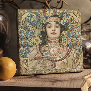 Alphonse Mucha Champagne Art Nouveau Vintage Trivet