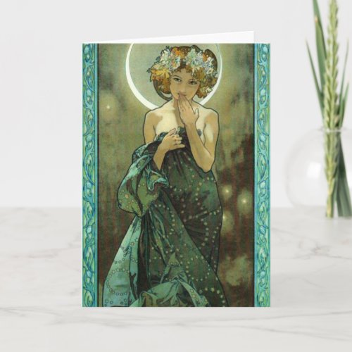 Alphonse Mucha Clair De Lune Greeting Card