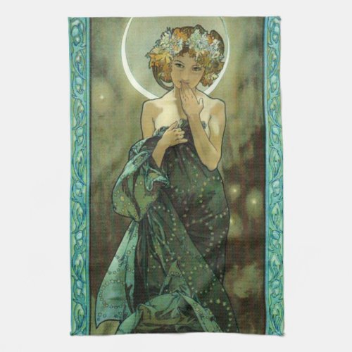 Alphonse Mucha Clair De Lune Kitchen Towel