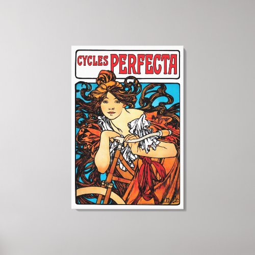 Alphonse Mucha _ Cycles Perfecta Retro Art Nouveau Canvas Print