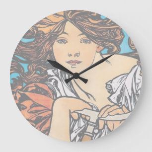 Alphonse Mucha - Cycles Perfecta Retro Art Nouveau Large Clock