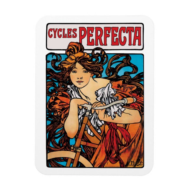 Alphonse Mucha - Cycles Perfecta Retro Art Nouveau Magnet (Vertical)