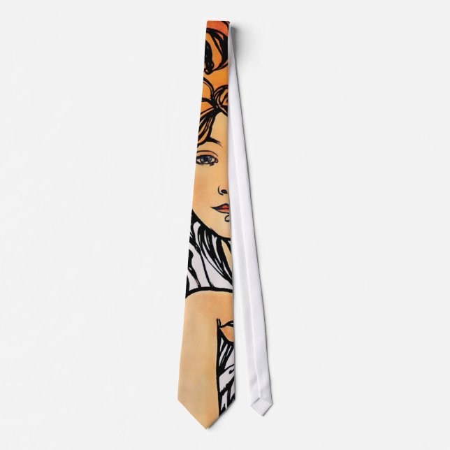 Alphonse Mucha - Cycles Perfecta Retro Art Nouveau Neck Tie (Front)