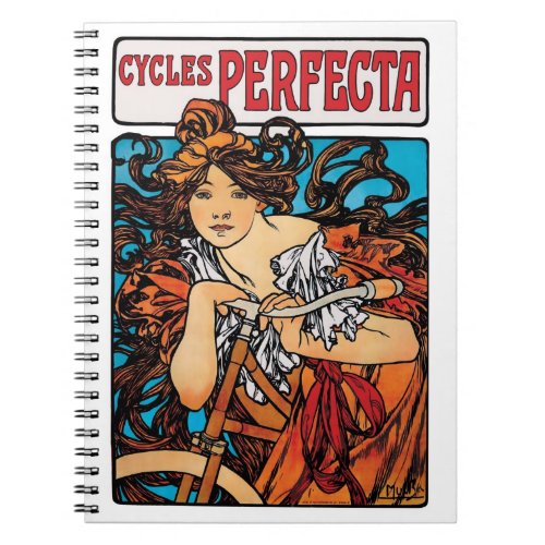 Alphonse Mucha _ Cycles Perfecta Retro Art Nouveau Notebook