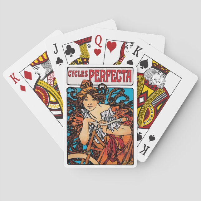 Alphonse Mucha - Cycles Perfecta Retro Art Nouveau Poker Cards (Back)