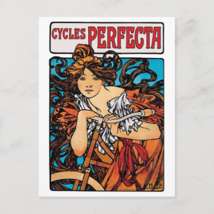 Alphonse Mucha - Cycles Perfecta Retro Art Nouveau Postcard