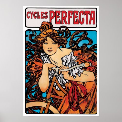 Alphonse Mucha _ Cycles Perfecta Retro Art Nouveau Poster