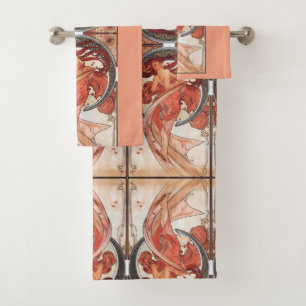 Alphonse Mucha Dance 1898 Art Nouveau Vintage Bath Towel Set
