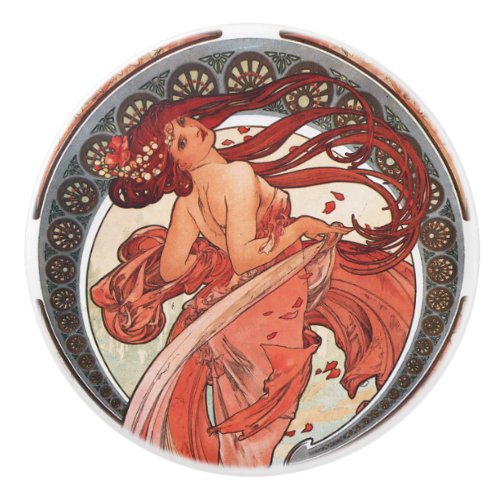 Alphonse Mucha Dance 1898 Art Nouveau Vintage Ceramic Knob