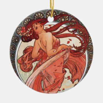 Alphonse Mucha Dance 1898 Art Nouveau Vintage Ceramic Ornament by Then_Is_Now at Zazzle