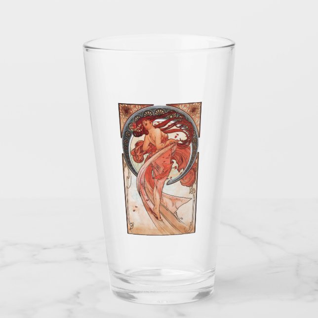 Alphonse Mucha Dance 1898 Art Nouveau Vintage Glass (Front)