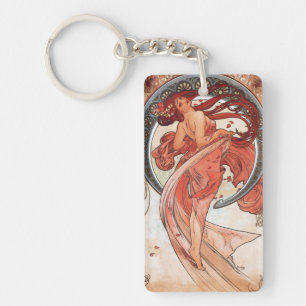 Alphonse Mucha Dance 1898 Art Nouveau Vintage Keychain