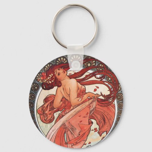 Alphonse Mucha Dance 1898 Art Nouveau Vintage Keychain