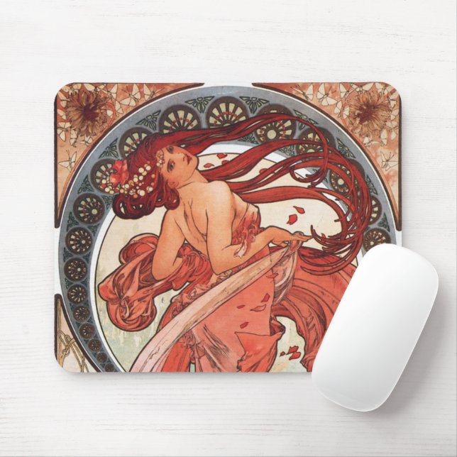 Alphonse Mucha Dance 1898 Art Nouveau Vintage Mouse Pad (With Mouse)