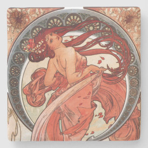 Alphonse Mucha Dance 1898 Art Nouveau Vintage Stone Coaster