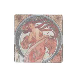 Alphonse Mucha Dance 1898 Art Nouveau Vintage Stone Magnet