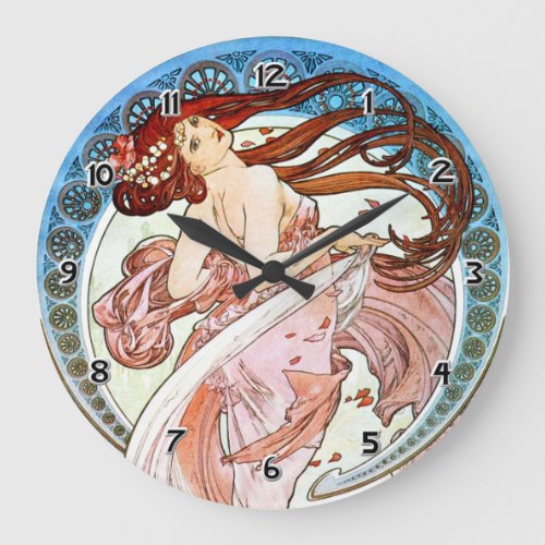 Alphonse Mucha Dance Large Clock