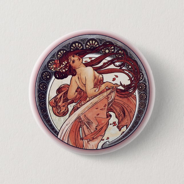 Alphonse Mucha - Dance Pinback Button (Front)