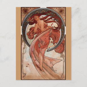 Alphonse Mucha, "Dance" Postcard