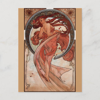 Alphonse Mucha, "Dance" Postcard