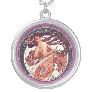 Alphonse Mucha - Dance Silver Plated Necklace
