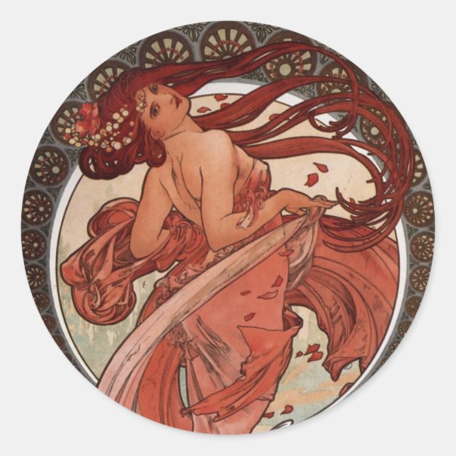 Alphonse Mucha, "Dance" Sticker (Front)