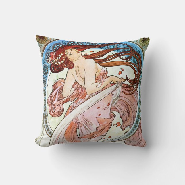 Alphonse Mucha Dance Throw Pillow (Front)