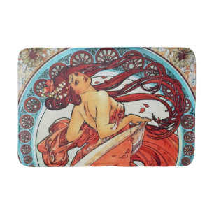 Alphonse Mucha Dance Vintage Art Nouveau Painting Bath Mat