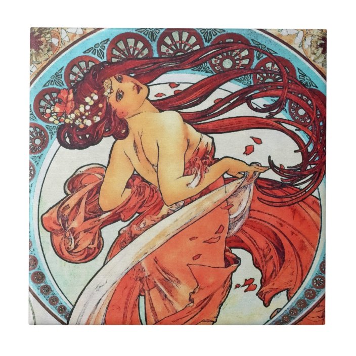 Alphonse Mucha Dance Vintage Art Nouveau Painting Ceramic Tile Zazzle Com