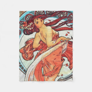 Alphonse Mucha Dance Vintage Art Nouveau Painting Fleece Blanket
