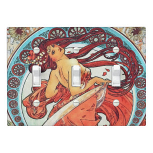 Alphonse Mucha Dance Vintage Art Nouveau Painting Light Switch Cover